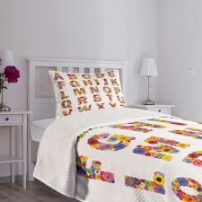 Colorful Flora Alphabet Bedspread Set