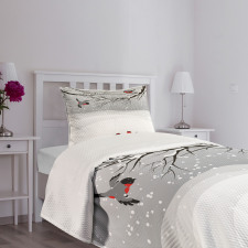 Wintertime Cartoon Birds Bedspread Set