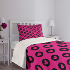 Hearts Big Black Spots Bedspread Set