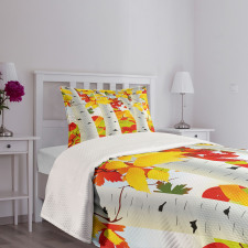 Autumn Scene with Leaves Bedspread Set