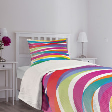 Vibrant Ribbon Design Bedspread Set