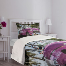 Cabriolet Parked on Beach Bedspread Set