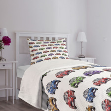 Colorful Fast Sports Car Bedspread Set