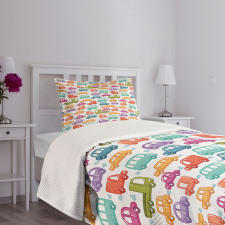 Vibrant Doodle Style Rides Bedspread Set