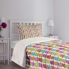Colorful Cup Design Bedspread Set