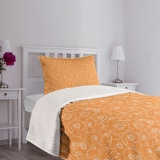 Pumpkin Leaves Swirls Bedspread Set