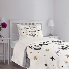 Words Stars Modern Bedspread Set