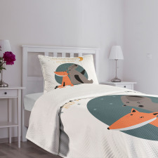 Bear and Fox in Love Bedspread Set