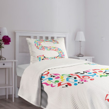 S with Musical Pattern Bedspread Set