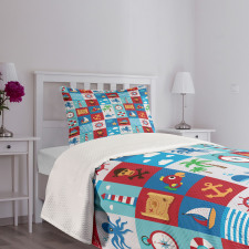 Cartoon Nautical Bedspread Set