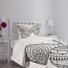 Monochrome Butterfly Graphic Bedspread Set