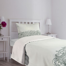 Outline Wildflowers and Leaves Bedspread Set