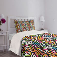 Grunge Puzzle Retro Bedspread Set