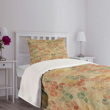 Retro Cube Pattern Bedspread Set