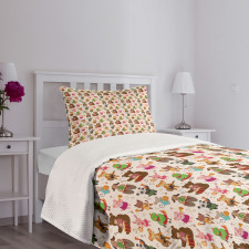 Toys Playing Teddy Bear Bedspread Set