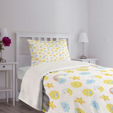 Happy Moons Stars Clouds Bedspread Set