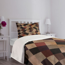 Antique Brown Toned Grid Bedspread Set