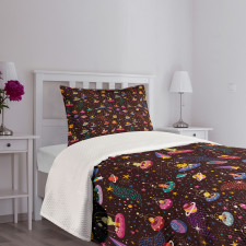 Alien Planets and UFOs Bedspread Set