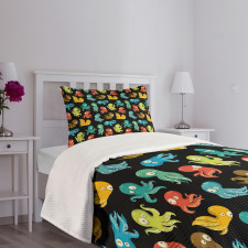 Funny Sea Characters Bedspread Set