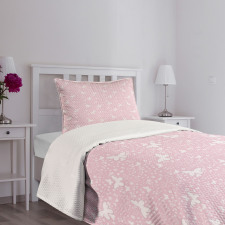 Soft Pink Floral Bedspread Set