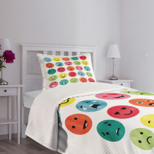 Abstract Watercolor Faces Bedspread Set