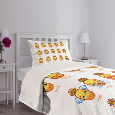 Funny Face Pineapples Bedspread Set