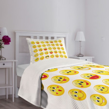 Funny Yellow Round Heads Bedspread Set