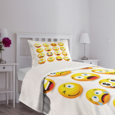 Smiley Faces Composition Bedspread Set