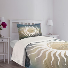 Celestial Body Silhouettes Bedspread Set