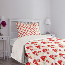 Cartoon Style Amanita Bedspread Set