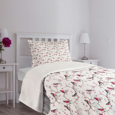 Bullfinch Birds Sakura Bedspread Set