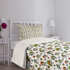 Dead Sugar Skull Flowers Bedspread Set