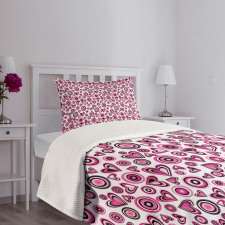 Pink Hearts and Circles Bedspread Set