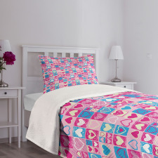 Sketchy Childish Hearts Bedspread Set