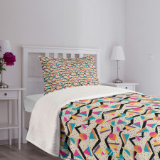 80s Memphis Geometrical Bedspread Set