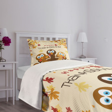 Autumn Leaves Animals Bedspread Set