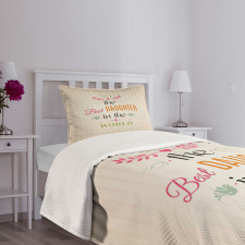 Love Themed Words Bedspread Set