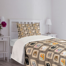 Patchwork Style Silly Faces Bedspread Set