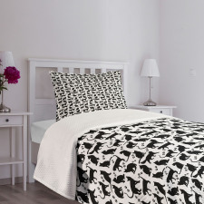 Black Silhouettes Friendly Bedspread Set