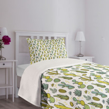 Tropical Foliage Motif Bedspread Set