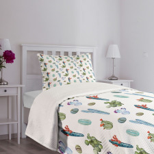 Blossomin Watercolor Bedspread Set
