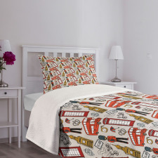 Doodle English Bedspread Set