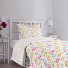 Different Colored Bikes Bedspread Set