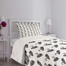 Aquarelle Black Birds Bedspread Set