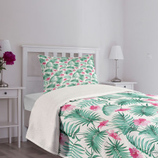 Tropic Ferns Flowers Bedspread Set