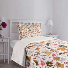 Bullterrier with Doberman Bedspread Set