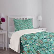 Tropic Floral Design Bedspread Set