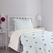 Red Hearts Nautical Bedspread Set