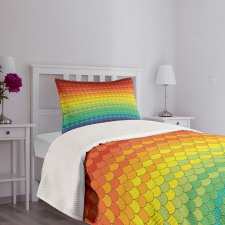 Colorful Rainbow Scale Bedspread Set