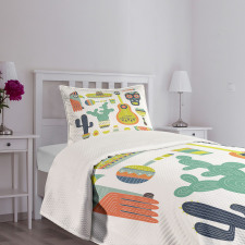 Mexican Motifs Taco Bedspread Set